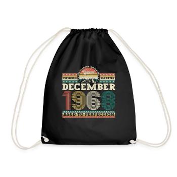 Original December 1968 54th Birthday Gift - Drawstring Bag - black - Front