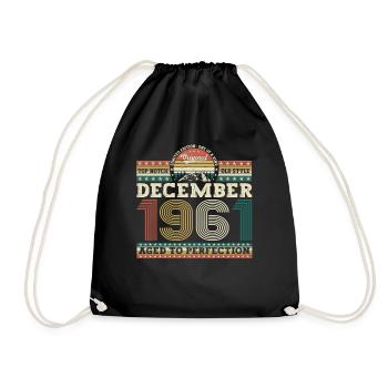 Born December 1961 61st birthday gift - Drawstring Bag - black - Front