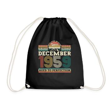 Né en décembre 1959 cadeau de 63e anniversaire - Sac de sport léger - noir - Devant