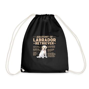 Labrador Hund Hunde Hunderasse Geschenk - Turnbeutel - Schwarz - Vorne