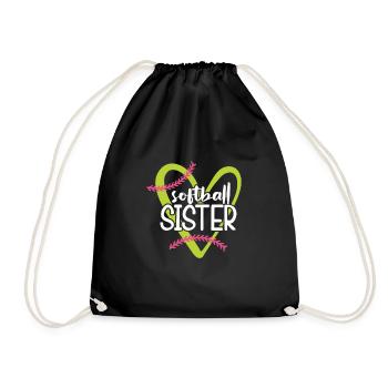 Softball Schwester Baseball Bruder Sport Geschenk - Turnbeutel - Schwarz - Vorne