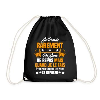 Je prends rarement un jour de repos Gym Muscu - Sac de sport léger - noir - Devant