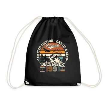 Décembre Né 1991 Cadeau de 31e anniversaire - Sac de sport léger - noir - Devant