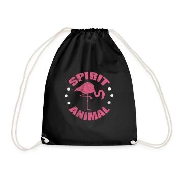 Flamingo Pink Vogel Zoo Sommer Urlaub Geschenk - Turnbeutel - Schwarz - Vorne