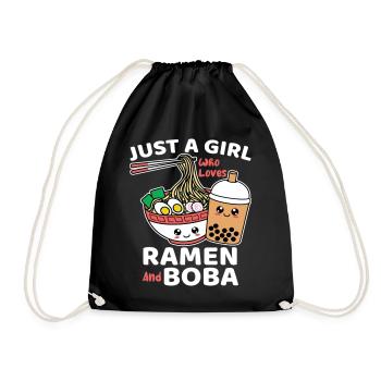Just A Girl Who Loves Ramen And Boba - Drawstring Bag - black - Front