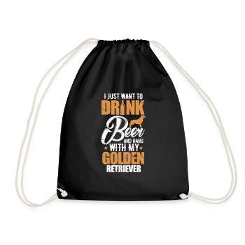 Golden Retriever Goldie Dog Dogs Gift - Drawstring Bag - black - Front