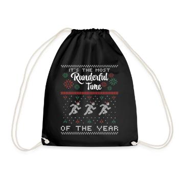 Marathon Running Runner Christmas Sweater Runners - Drawstring Bag - black - Front