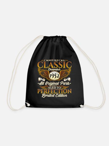 Jahrgang Dezember 1952 70. Geburtstag Geschenk - Turnbeutel - Schwarz