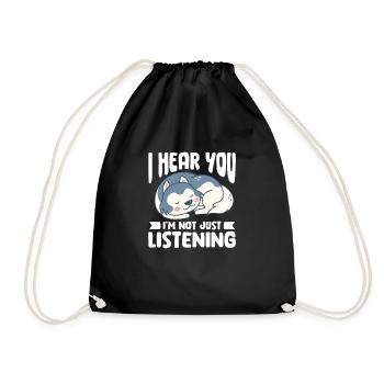 Husky Dog Dogs Siberian Husky Gift - Drawstring Bag - black - Front