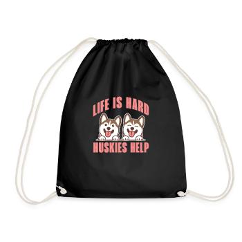 Husky Dog Dogs Siberian Husky Gift - Drawstring Bag - black - Front