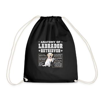 Labrador Hund Hunde Hunderasse Geschenk - Turnbeutel - Schwarz - Vorne