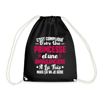 Princesse et Ambulancière Cadeau Humour - Sac de sport léger - noir - Devant