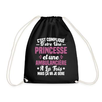 Princesse et Ambulancière Cadeau Humour - Sac de sport léger - noir - Devant