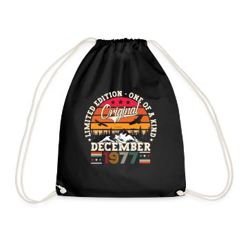 December Born 1977 45th birthday gift - Drawstring Bag - black - Front