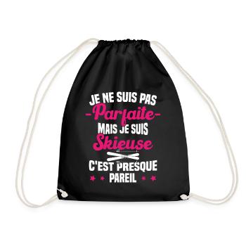 Pas parfaite mais je suis Skieuse Cadeau Humour - Sac de sport léger - noir - Devant