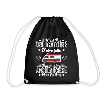 Folle Et Ambulancière Humour Cadeau - Sac de sport léger - noir - Devant