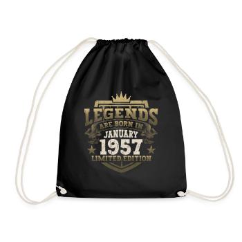 Né en 1957 Janvier 66e anniversaire Homme cadeau - Sac de sport léger - noir - Devant