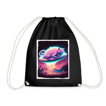 Cat Kitten Space Alien Planet Astronaut - Drawstring Bag - black - Front