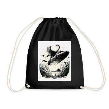 Cat Kitten Space Alien Planet Astronaut - Drawstring Bag - black - Front
