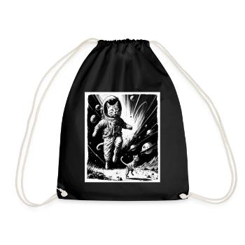 Cat Kitten Space Alien Planet Astronaut - Drawstring Bag - black - Front