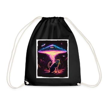 Cat Kitten Space Alien Planet Astronaut - Drawstring Bag - black - Front