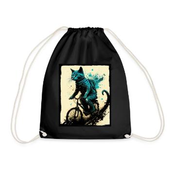 Cat Kitten Bike Bike Illustration abstraite - Sac de sport léger - noir - Devant