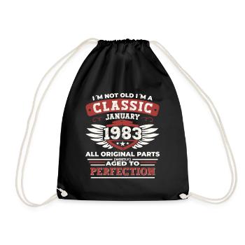 Born 1983 January 40th birthday Gift man - Drawstring Bag - black - Front