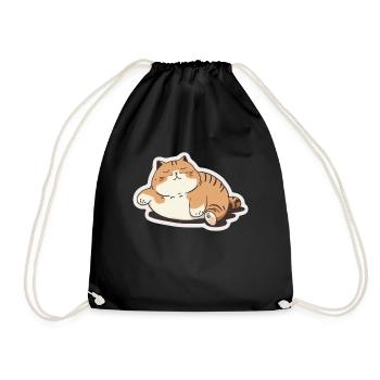 Big Cat Kitten Cute Cat Sleep Tired - Drawstring Bag - black - Front