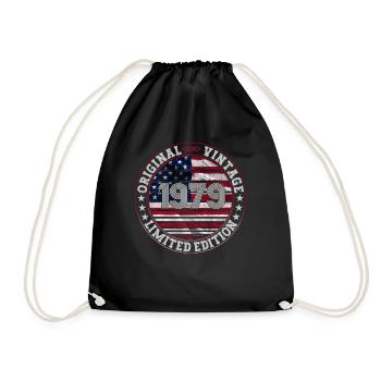 Born 1979 44th birthday gift man/ USA - Drawstring Bag - black - Front