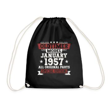 Né en 1957 Janvier 66e anniversaire Homme cadeau - Sac de sport léger - noir - Devant