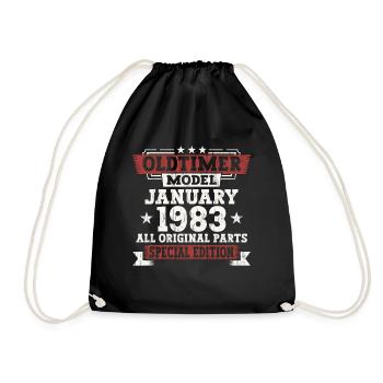 Born 1983 January 40th birthday Gift man - Drawstring Bag - black - Front