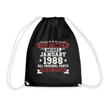 Né 1988 Janvier 35th anniversaire Homme cadeau - Sac de sport léger - noir - Devant