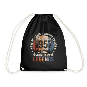Né en 1957 Janvier 66e anniversaire Homme cadeau - Sac de sport léger - noir - Devant