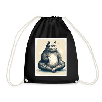 Kuschelige Katze Yoga Meditation Meditieren Grunge - Turnbeutel - Schwarz - Vorne