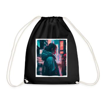 Vaporwave Aestethic Retro Japon Neon Emo Anime - Sac de sport léger - noir - Devant