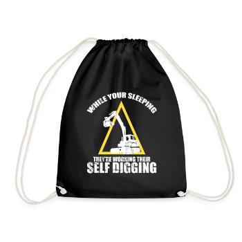 Heavy Equipment Operator and Excavator Operator Design - Drawstring Bag - black - Front