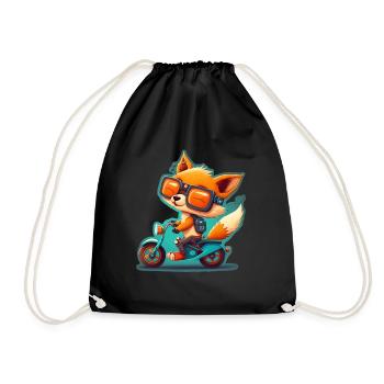 Süßer Fuchs mit Brille Fahrrad Bike Moped Roller - Turnbeutel - Schwarz - Vorne