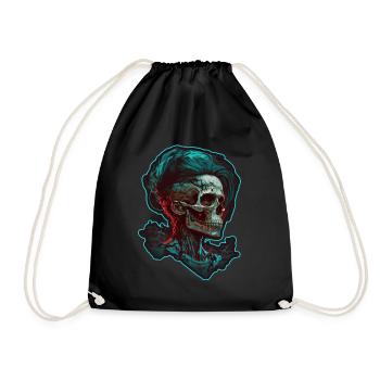 Evil Old Woman Horror Skeleton Demon Bikerin - Drawstring Bag - black - Front