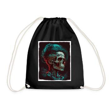 Evil Old Woman Horror Skeleton Demon Bikerin - Drawstring Bag - black - Front