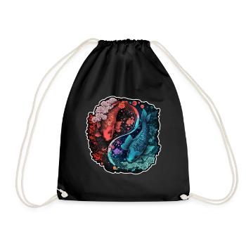 Japan Koi Fish Carp Japanese Cherry Blossom - Drawstring Bag - black - Front