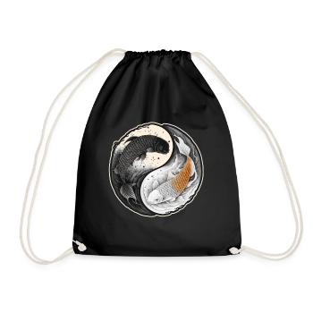 Japan Koi Fish Carp Japanese Cherry Blossom - Drawstring Bag - black - Front