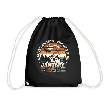 Né en 1955 janvier 68e anniversaire cadeau homme - Sac de sport léger - noir - Devant