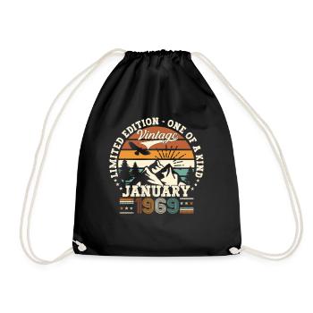 Né en 1969 Janvier 54e anniversaire Homme cadeau - Sac de sport léger - noir - Devant