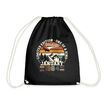 Born 1984 January 39th birthday Gift man - Drawstring Bag - black - Front