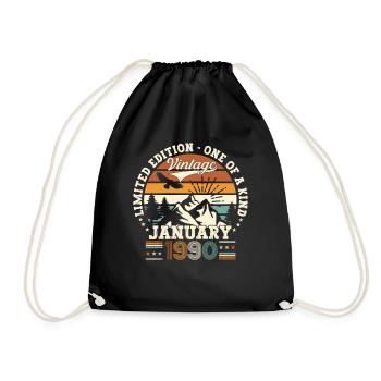 Né le 33 janvier 1990 Homme cadeau - Sac de sport léger - noir - Devant