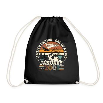 Year 2001 January 22nd birthday Gift man - Drawstring Bag - black - Front