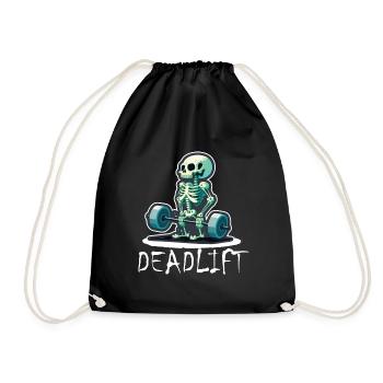 Deadlift Skeleton Bodybuilding Sport Deadlift - Drawstring Bag - black - Front
