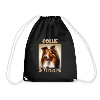 Collie Hunde Spruch Collie Design - Turnbeutel - Schwarz - Vorne