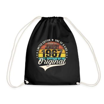 Né en 1967 Janvier 56e anniversaire Homme cadeau - Sac de sport léger - noir - Devant
