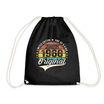 Né en 1968 Janvier 55e anniversaire Homme cadeau - Sac de sport léger - noir - Devant